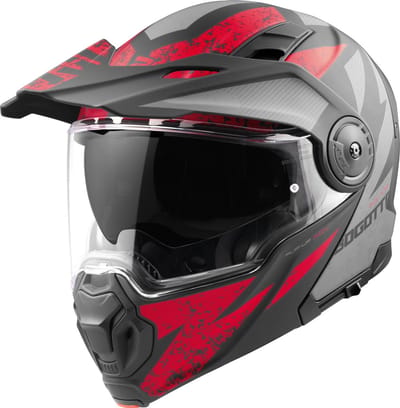 Bogotto FG-102 Safari Fiberglas Enduro Helm Zwart Grijs Rood - Helm