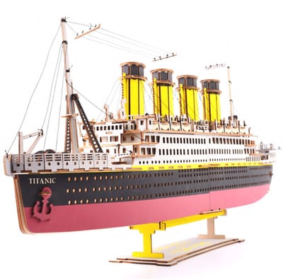 Kitcreatives Titanic bouwpakket van hout - Zeer grote uitvoering - 371 onderdelen