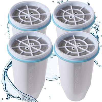 Vervangingswaterfilter voor Jugs en Dispensers, Verwijdert Lood, Chloor, Fluoride en Zware Metalen, 6-Fasen Filtratie, BPA-vrij, 4 Stuks