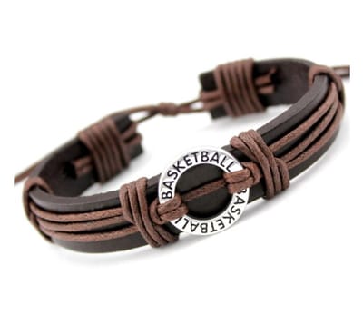 GoedeDoelen.Shop | Veterarmband Basketbal | Sport Armband | Basketbal Armband | Sportfan | Polsmaat 17 - 27 CM | Cadeau | Wellness-House