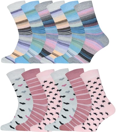 Voordeelpakket damessokken | Katoen | Merk: Gianvaglia | Maat: 35-38/ 39-42 | Dames | 12 Paar