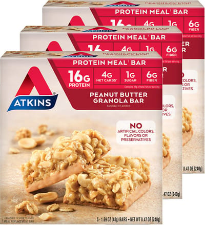 Atkins | High Protein Bar | Peanut Butter Granola Bar | 3 stuks | 3 x 192g