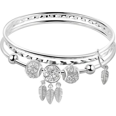 3 Stuks/Lot 925 Sterling Zilver Dromenvanger Kwast Veer Bedel Armband & Armband Voor Vrouwen Elegante Feest Verjaardag Sieraden sl394 white