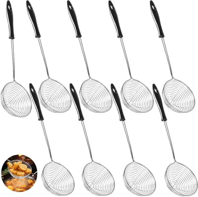 9-delige roestvrijstalen lepelset voor het zeven van hete potten, kleine 8 cm lepel, ideaal voor thuis en restaurants, perfect voor Aziatische gerechten en soep.