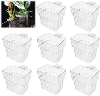8 stuks aquarium plantenhouders: plantenstandaard voor aquaria, acryl transparant, hangende aquariumplanten kopjes hangende waterplanten voor aquarium aquaponic plantenteelt
