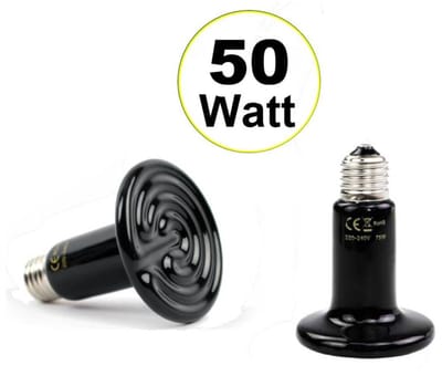 UniEgg® Keramische warmtelamp XL (10cmx7,5cm) - 50 Watt (Zwart) - E26 - 10.000 uur - voor kuikens - reptielen - amfibieën