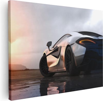 Artaza Canvas Schilderij Sportauto - 40x30 cm - Klein - Muurdecoratie Auto - Wanddecoratie Mancave - Schilderijen Op Canvas