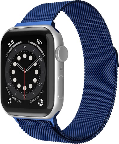 Bandje geschikt voor Apple Watch - 44mm - 45mm - 46mm - 49mm - Series 4/5/6/SE/7/8/Ultra/Ultra 2/Ultra 3/ Watch 10 & Watch 11 - RVS - Magnetisch bandje - Donkerblauw