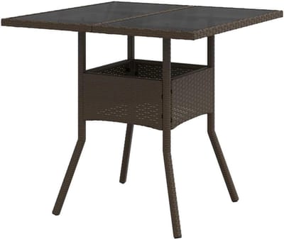 Tuin Tafel - Buiten Tafel - Buiten Eten - Met Glazen Blad - 80x80x75 cm - Bruin
