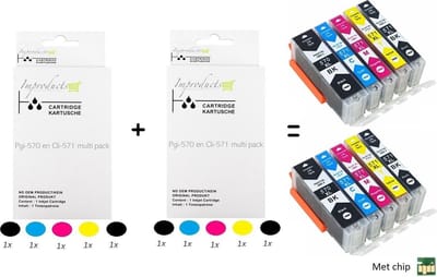 Improducts® Inkt cartridges - Alternatief Canon 570XL 571XL 570 571 10 box