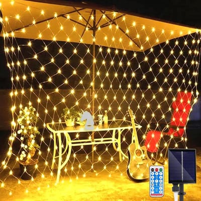 Verlichte Tuin Netverlichting met 100 LED's - Zonne-energie, 8 Modi, Afstandsbediening voor Tuin en Hekdecoratie - 1.5m x 1.5m