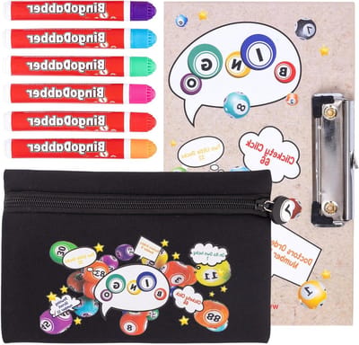 Bingo Dabber Set - Bingobenodigdheden Tas - Bingo Spelen - Druppelvrije Inkt - 8 Delig - Zwart