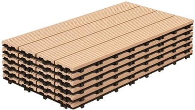 WPC Terrasdelen - Houten vloer - Buiten Leven - Eenvoudig Kliksysteem - 30x60 cm - Teak