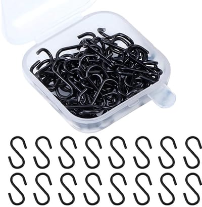 Dailygoods- Mini-S-haken 100 stuks - Zwarte S-vormige Haken - Roestvrij Staal - Duurzaam - Voor Keuken/Badkamer/Slaapkamer - Haakjes