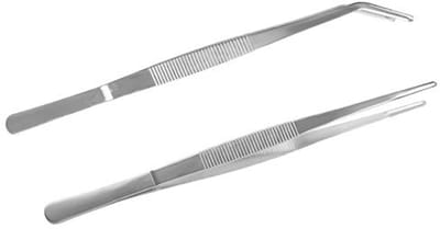 Professionele gebogen pincetset 25 cm - roestvrij staal, antislip, voor aquarium en knutselen