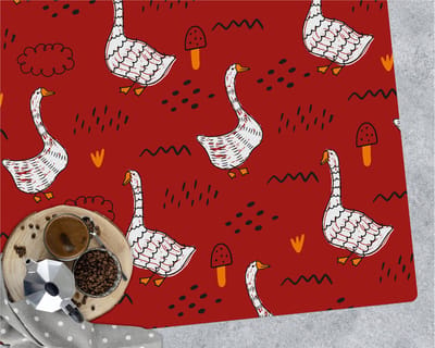 Coloray Vloerbeschermer - Ganzen aan de kust Vloerbeschermer Bureaustoel - 100x70 cm - Rood Bureau Stoel Mat - Vloerbeschermer PVC - PVC Vloerbeschermer - Rechthoekige Mat - Abstracties Thema
