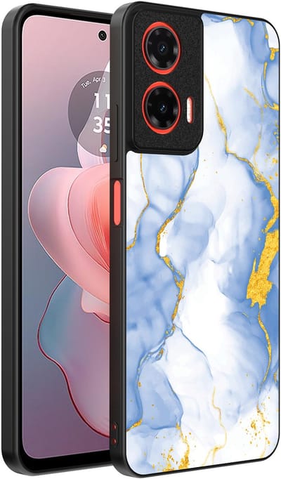 Smartphonica Telefoonhoesje Geschikt voor Motorola Moto G Power 2024 met Lichtblauw Goud Marmer Opdruk - TPU Backcover Case Lightblue Gold Marble Design geschikt voor Motorola Moto G Power 2024