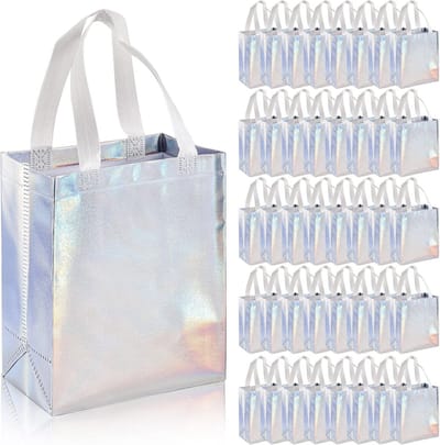 40x Glanzende Herbruikbare Boodschappentassen - Non-woven Draagtassen met Handvat - Opvouwbare Goodiebags