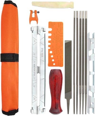 Kettingzaag Slijper - Slijp Gereedschap - Buitenwerk Onderhoud - 14 Delige Set - 28x15x6 cm