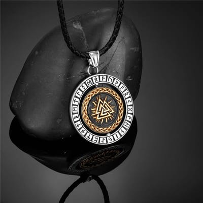 Rotatie Viking Runen Kompas Kettingen Heren Noorse Driehoek Valknut Vegvisir Amulet Hanger Roestvrij Staal Scandinavische Sieraden 60CM black