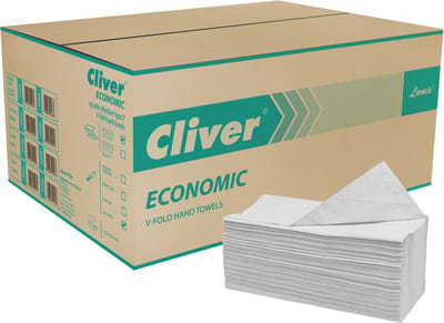 Cliver - Ecologisch, enkellaags gevouwen papieren handdoek, witte papieren handdoek / 4000 stuks