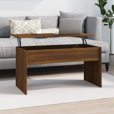 vidaXL - Salontafel - 102x50,5x52,5 - cm - bewerkt - hout - bruin - eikenkleur