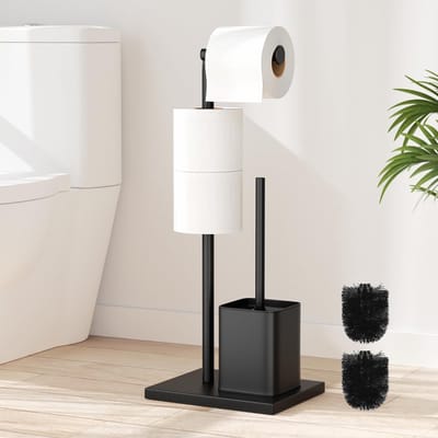 Unyqoos ® Stijlvolle Mat Zwarte WC-Rolhouder met Borstel voor Moderne Badkamers
