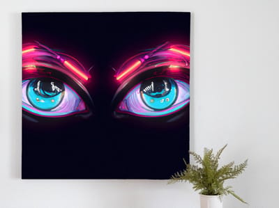 Cyber eyes looking strange | Cyber Eyes looking Strange | Kunst - 75x75 centimeter op Forex | Foto op Forex