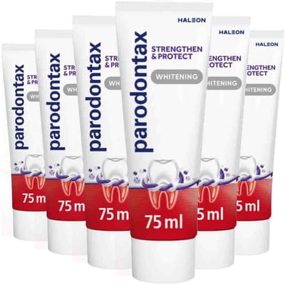 Parodontax Tandpasta Strenghten & Protect Whitening - 6 x 75 ml - Voordeelverpakking