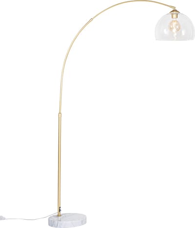 QAZQA arc - Moderne Booglamp | Vloerlamp | Staande Lamp met kap - 1 lichts - H 170 cm - Goud/messing - Woonkamer | Slaapkamer