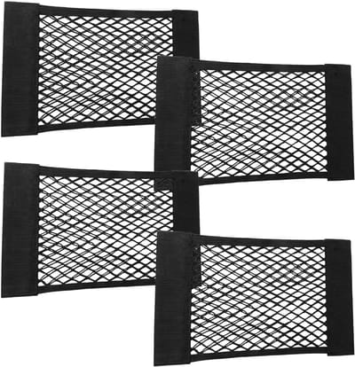 Famanu – Set van 4 elastische auto bagagenetten – Met klittenbandstrips – Voor auto, SUV en camper