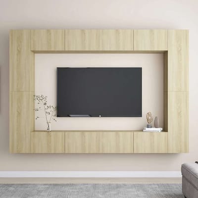 vidaXL - 8-delige - Tv-meubelset - bewerkt - hout - sonoma - eikenkleurig