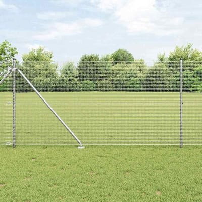 vidaXL - gelast - draadhek - met - grondpennen - 10 - x - 0,8 - m - Gegalvaniseerd - staal