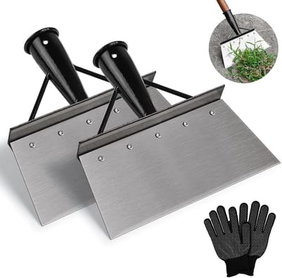 2 Stuks 21cm Multifunctionele Tuinschep van Manganese Staal voor Onkruidverwijdering, Tuinonderhoud en Schoonmaak van Mos