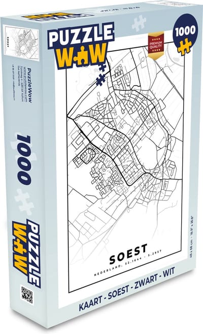 Puzzel Kaart - Soest - Zwart - Wit - Legpuzzel - Puzzel 1000 stukjes volwassenen