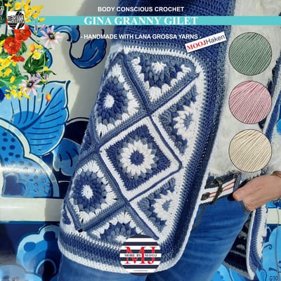 Haakpakket Gina Granny Gilet-mouwloos vest-Green/Pink