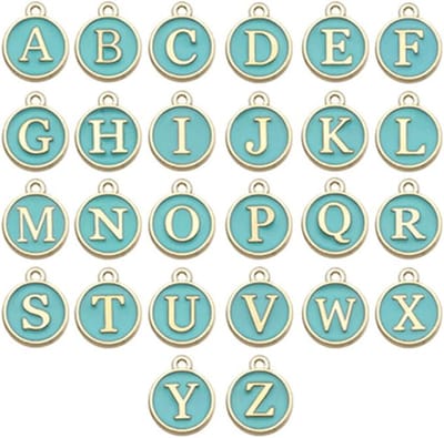 26 stuks A-Z Alfabet Letter Sieraden maken Charms, Ronde Metalen Legering Kleurrijke Charm Hanger Plated Emaille Charm Hanger voor Oorbel Ketting Armband Sieraden Maken en Ambachten, One Size, Zink, zinklegering