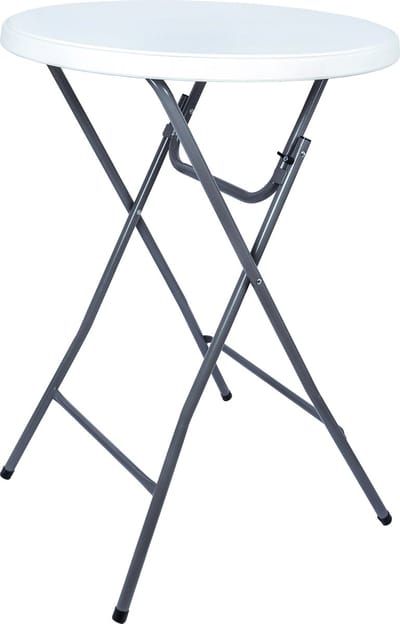 BRASQ Statafel Wit/Grijs – Ø80 x 110 cm – Staantafel – Partytafel – Bartafel – Voor Binnen en Buiten – Vouwtafel – Inklapbaar – Kunststof en Metaal