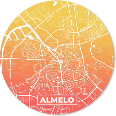Muismat rond 20x20 cm - Mousepad Stadskaart - Almelo - Nederland - Oranje - Ronde muismatten