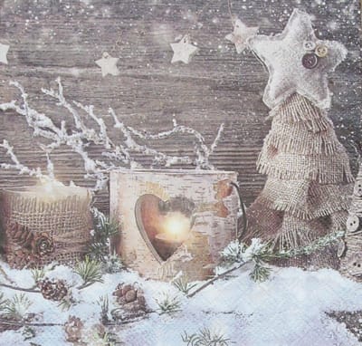 Servetten Natural X-mas 33 x 33 cm