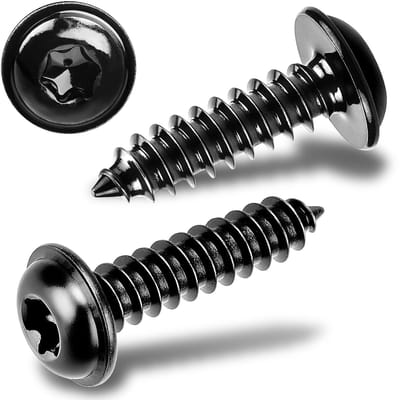 Set van 40 Zwarte Houtschroeven M5 x 20 mm voor Geluidspanelen - Roestvrijstalen Torx Schroeven met Platte Kop en Schijf voor Zelftappen