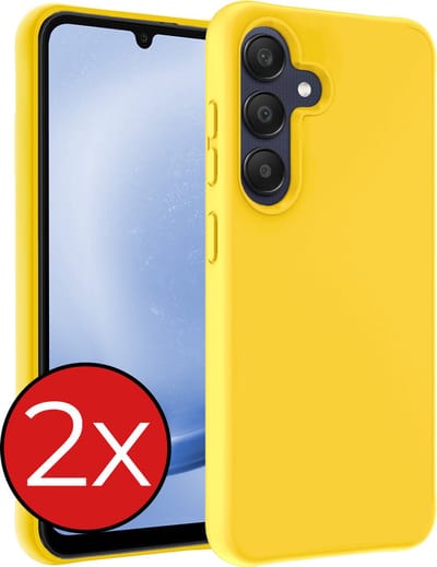 Hoesje - 2 Stuks - Geschikt voor Samsung Galaxy A25 - Sterk & Shockproof - Telefoonhoes - Back Cover - Case Siliconen - Telefoon Hoes - Geel