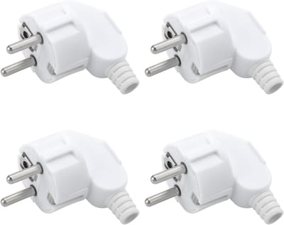 4x Waterdichte Hoekstekker IP44 voor Buiten - Stekker met Trekontlasting 250V 16A Wit