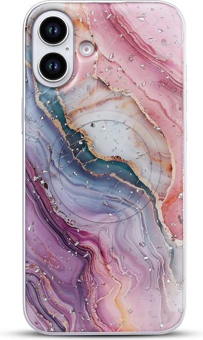 Casemania Hoesje Geschikt voor Apple iPhone 16 Plus - Roze - Marmer Back Cover met Camera Bescherming - Geschikt voor MagSafe