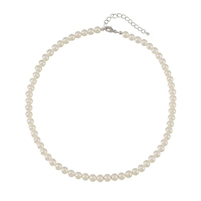 Unisex Imitatie parelketting – Stainless Steel Zilverkleurig | Diverse Lengtes & Maten - The Jewellery Salon - 8mm - 40+5 -