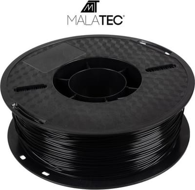 PLA 3D Filament 1kg 1,75mm- zwart Malatec. kleur: zwart, type filament: PLA, diameter: 1,75 mm, spoelgrootte: 19,8 x 6,6 cm, gewicht filament: 1 kg, gewicht met spoel: 1,12 kg, gewicht in verpakking: 1,2 kg,