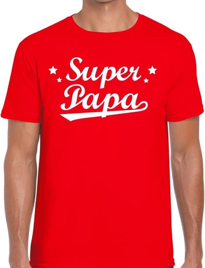 Super papa t-shirt rood voor heren - rood super papa cadeaushirt - vaderdag shirt S