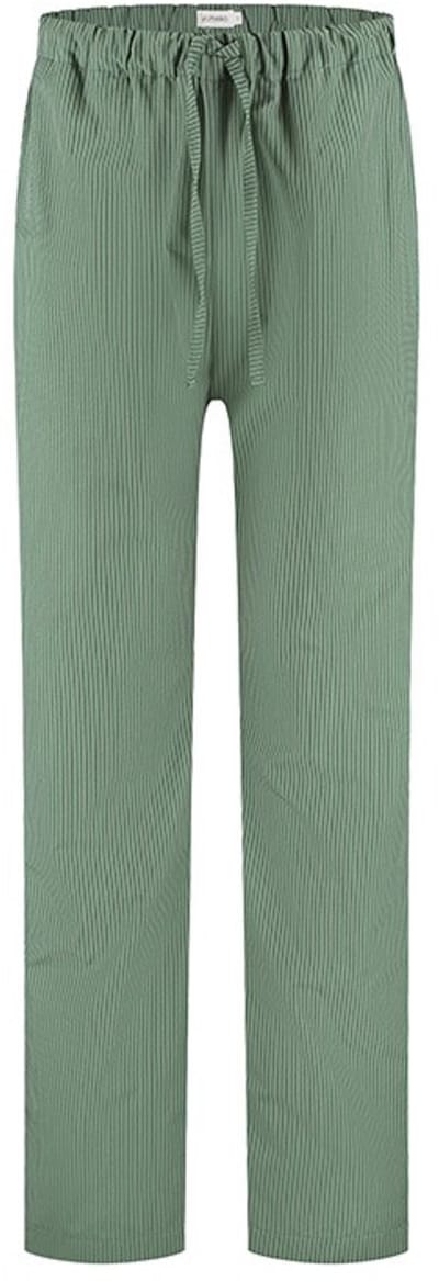 Yumeko pyjamabroek unisex katoen TENCEL™ groen/wit stripe s