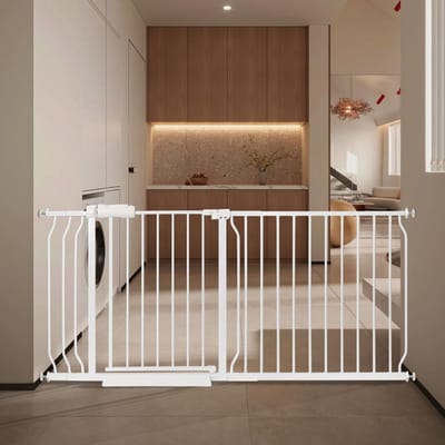 Extra brede babypoort voor deuropeningen 162-166,92 cm - Veilig kinderhek zonder boren - Witte hekken voor binnen