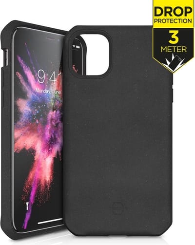 Apple iPhone 11 Pro Hoesje - ITSkins - Level 2 FeroniaBio Serie - Eco Friendly Backcover - Zwart - Hoesje Geschikt Voor Apple iPhone 11 Pro